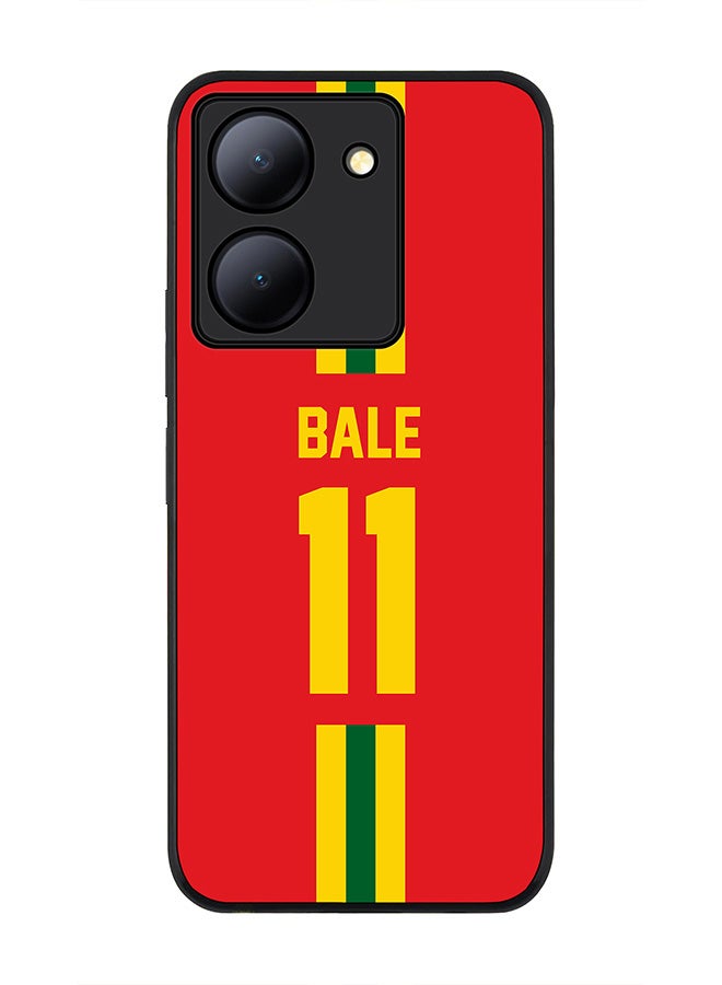 Stylizedd Rugged Black Edge case for Vivo Y27s/ Vivo Y27 5G, Slim fit Soft Flexible Rubber Edges Anti Drop Cover - Football Team - Wales, Player Name - Bale - Image 1