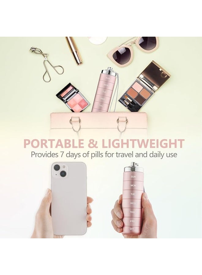 Metal Travel Pill Organizer, Portable 7 Day Vitamin Organizer Stackable, Waterproof 1 Times A Day Pill Box, Large Pill Container, Daily Medicine Organizer for Vitamin, Fish Oil, Supplement - Image 5