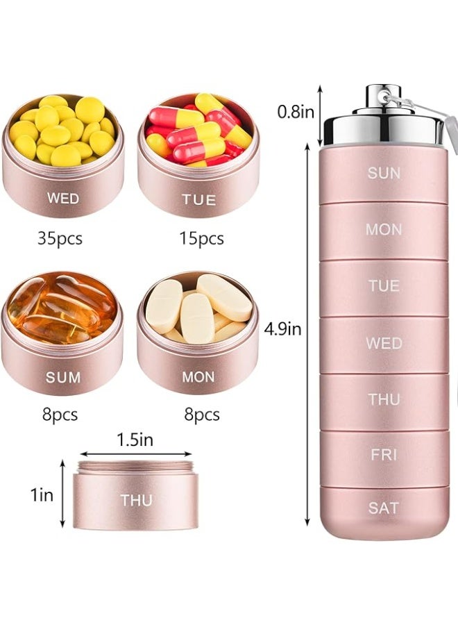 Metal Travel Pill Organizer, Portable 7 Day Vitamin Organizer Stackable, Waterproof 1 Times A Day Pill Box, Large Pill Container, Daily Medicine Organizer for Vitamin, Fish Oil, Supplement - Image 4