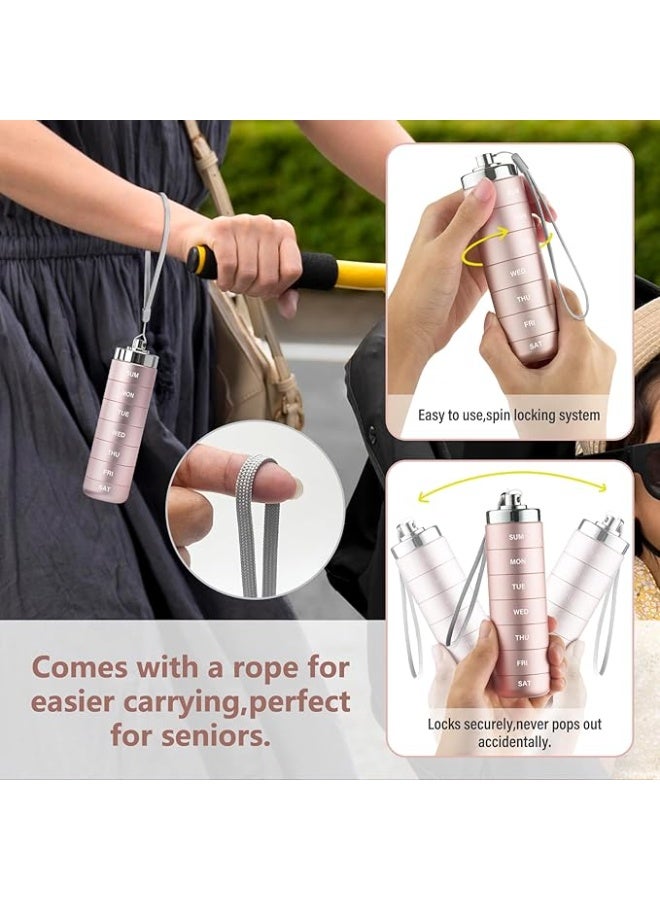 Metal Travel Pill Organizer, Portable 7 Day Vitamin Organizer Stackable, Waterproof 1 Times A Day Pill Box, Large Pill Container, Daily Medicine Organizer for Vitamin, Fish Oil, Supplement - Image 3