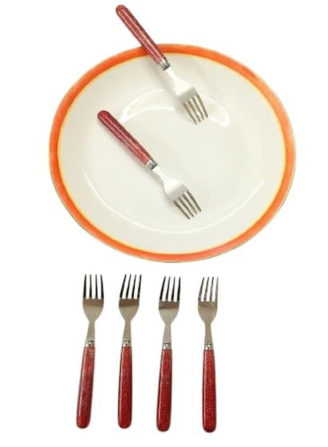 BriKSHi Red Glitter Handle Fork Set – Stainless Steel Dinner Forks, Sparkly Flatware for Home & Party (Set of 6)||501 - Image 5