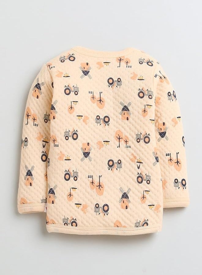 BUMZEE Light Orange Boys Full Sleeves Polyfill Winter Wear Set Age - 6-9 Months (Peb9817D-log) - Image 3