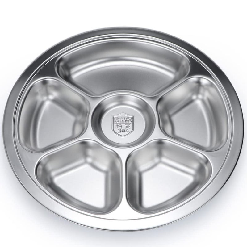 Litewoo Stainless Steel Round Divided Plate 6 Sections