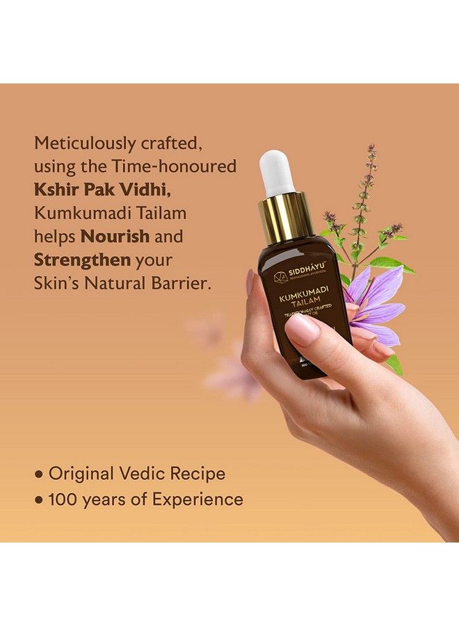 SIDDHAYU Kumkumadi Tailam Skin Glowing Oil With Premium Kashmiri Saffron 28 Plus Herbs For Improving Skin Tone ; Helpful In Reducing Dark Circles & Pigmentation ; Remedy For Acne Pimples 10Ml - Image 4