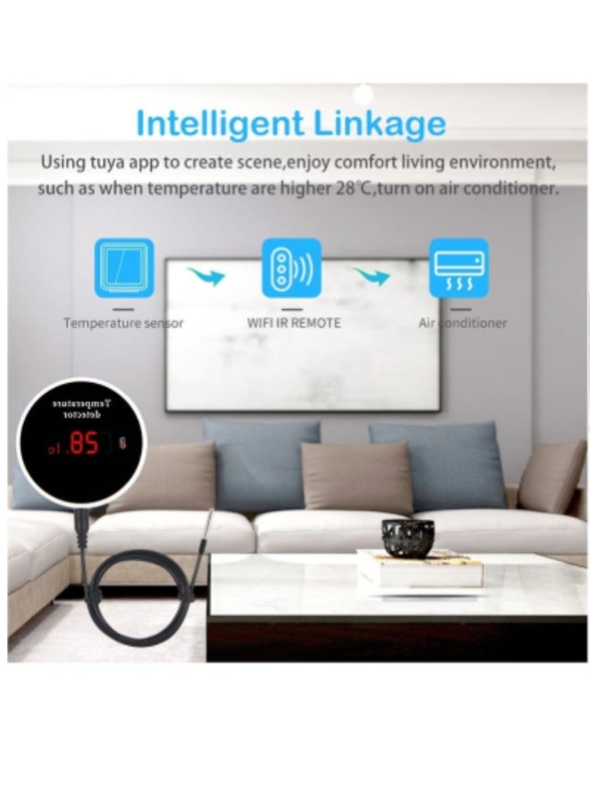 Tuya WiFi Smart Temperature Sensor with Waterproof External Probe, LCD Backlight Display, Rechargeable Battery – Fridge, Aquarium, Greenhouse - Image 5