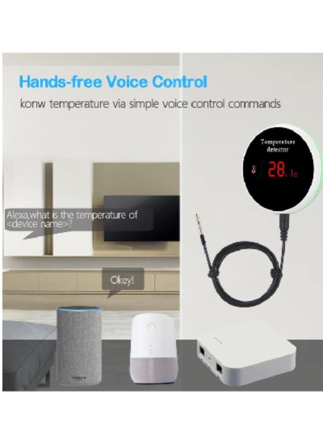 Tuya WiFi Smart Temperature Sensor with Waterproof External Probe, LCD Backlight Display, Rechargeable Battery – Fridge, Aquarium, Greenhouse - Image 3