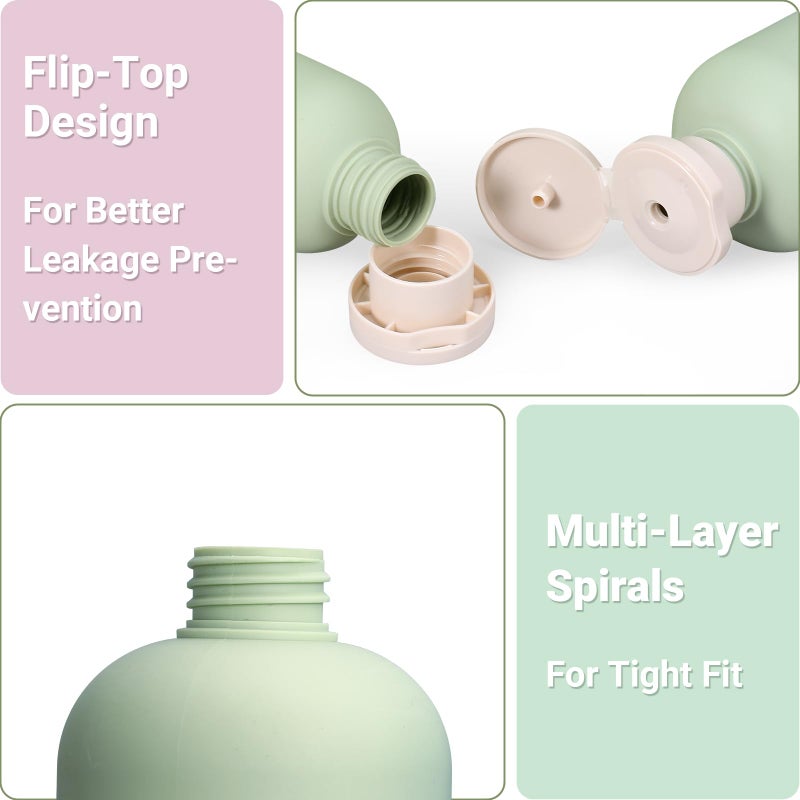 Asevat3.4Oz 3Pcs Green Plastic Refillable Travel Shampoo And Conditioner Bottles Plastic Refillable Travel Shampoo Bottles With Flip Cap Shampoo And Conditioner Dispenser - Image 5