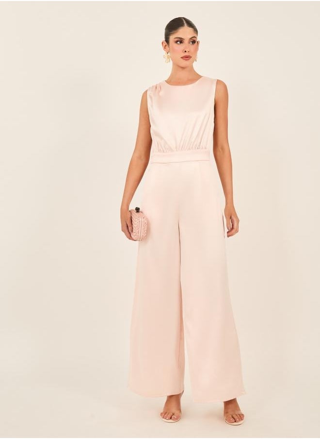 Styli Satin Sleeveless Round Neck Jumpsuit  - Image 1