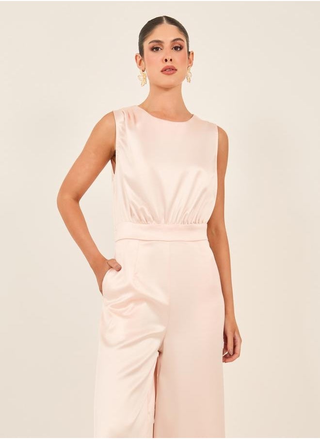 Styli Satin Sleeveless Round Neck Jumpsuit  - Image 2