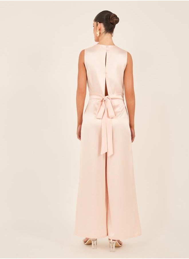 Styli Satin Sleeveless Round Neck Jumpsuit  - Image 4
