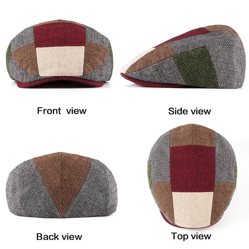 LADYBRO 20s Accessories Ivy Newsboy Cap Winter Hat for Men (Patchwork 02, L/XL, 7 5/8) - Image 5