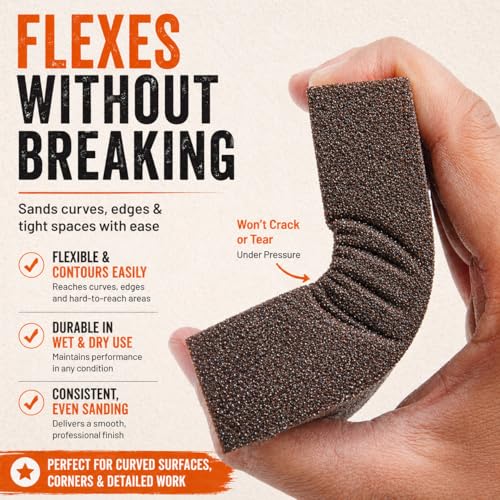 Afruxy Sanding Sponge, 60/80/120/180/220/320 Grit 6-Pack with Protective Gloves, Coarse Fine Medium Grit Sanding Block, Reusable Dry Wet Sanding Blocks for Wood, Drywall,Metal, Fine Sandpaper Sand Block - Image 5