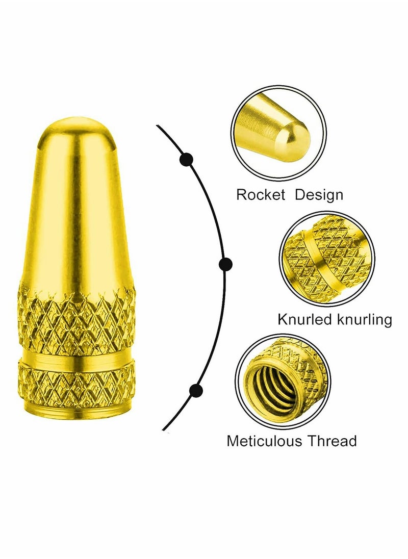 Excefore - Bike Valve Stem Caps Tire Valve Caps Presta Chrome Anodized Aluminum Use On Presta French Valves Dust Caps for MTB Road Racing Bicycle Rocket Style Motorcycles Airtight (10 Pack) - Image 1