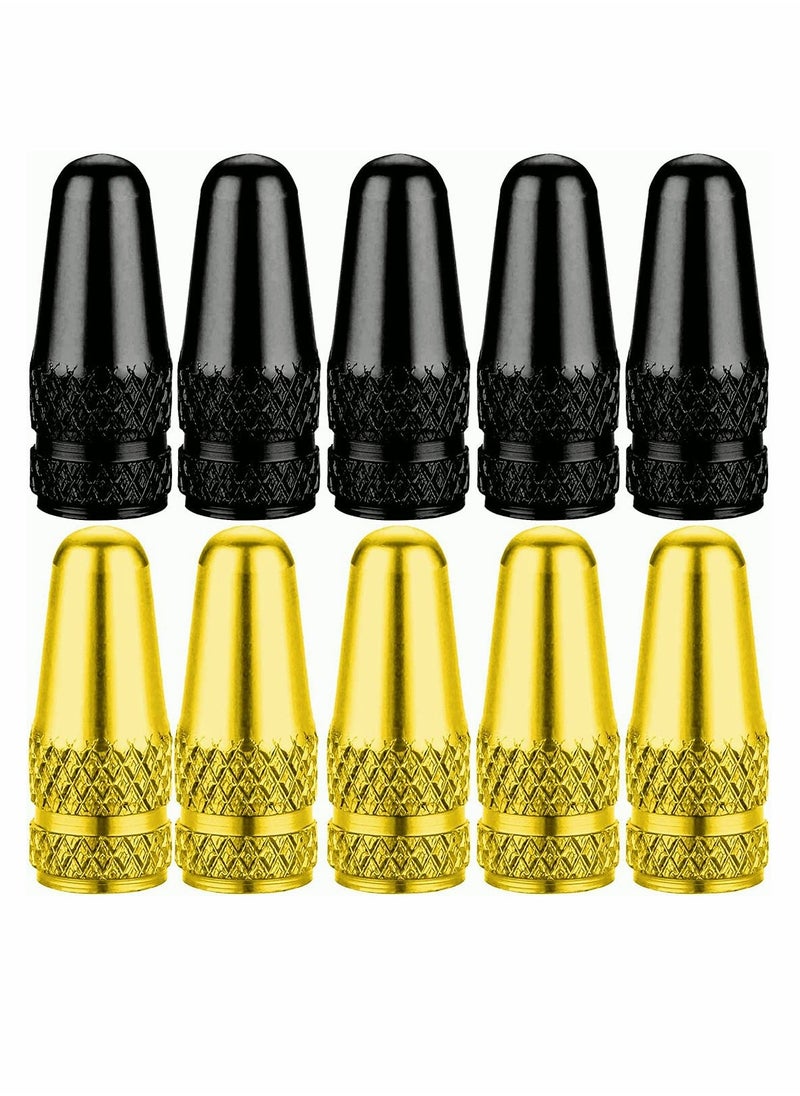 Excefore - Bike Valve Stem Caps Tire Valve Caps Presta Chrome Anodized Aluminum Use On Presta French Valves Dust Caps for MTB Road Racing Bicycle Rocket Style Motorcycles Airtight (10 Pack) - Image 1