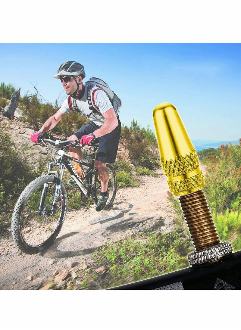 Excefore - Bike Valve Stem Caps Tire Valve Caps Presta Chrome Anodized Aluminum Use On Presta French Valves Dust Caps for MTB Road Racing Bicycle Rocket Style Motorcycles Airtight (10 Pack) - Image 1