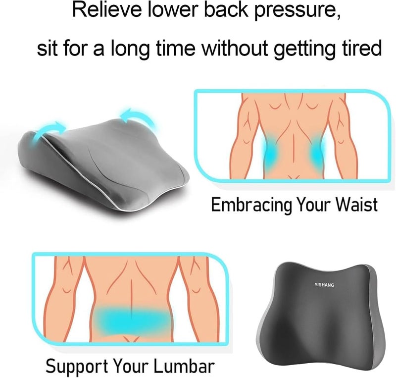 YISHANG Ergonomic Lumbar Support Pillow for Car & Office Chair - Gray - Image 5