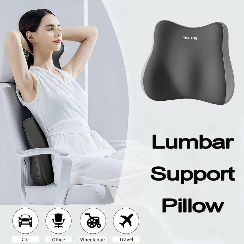 YISHANG Ergonomic Lumbar Support Pillow for Car & Office Chair - Gray - Image 4