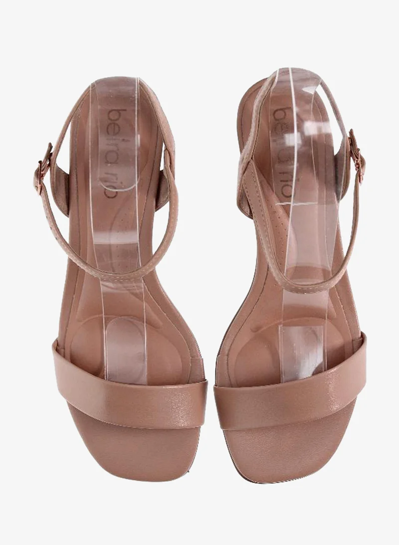Beira Rio Beira Rio Ladies Low Heel Sandals Beige | Made In Brazil