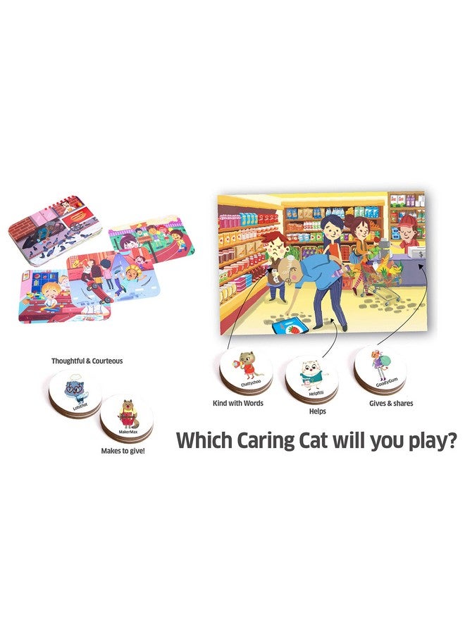 Chalk and Chuckles Kid Caring Cats Kindness Around Town, Board Game, Ages 6-12 Years Old, Family Game, Fun With Values And Learning - Multi Color - Image 4