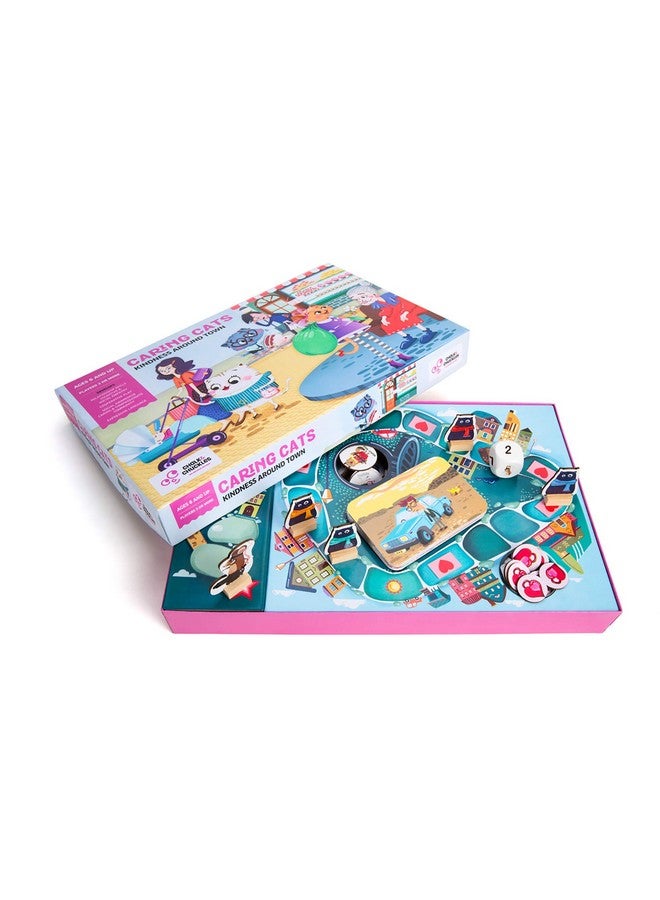 Chalk and Chuckles Kid Caring Cats Kindness Around Town, Board Game, Ages 6-12 Years Old, Family Game, Fun With Values And Learning - Multi Color - Image 1
