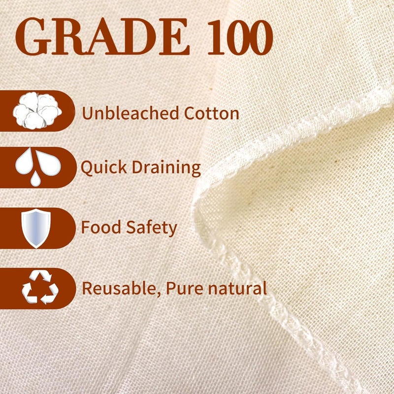 Mostdream Cheese Cloths, 10Pcs 20x20 Inch Grade 100 Precut Cheese Cloths for Straining, Cotton Unbleached, Reusable Muslin Cheesecloth for Straining, Making Yogurt, Juice, Cooking Turkey - Image 2