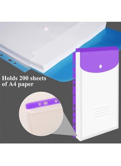 Royee 6 Piece Plastic Envelopes 11 Holes Expandable Binder Folders Pocket Document Pouch with Loose-Leaf Transparent for School Office Home Business  - Image 5