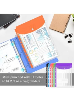 Royee 6 Piece Plastic Envelopes 11 Holes Expandable Binder Folders Pocket Document Pouch with Loose-Leaf Transparent for School Office Home Business  - Image 3