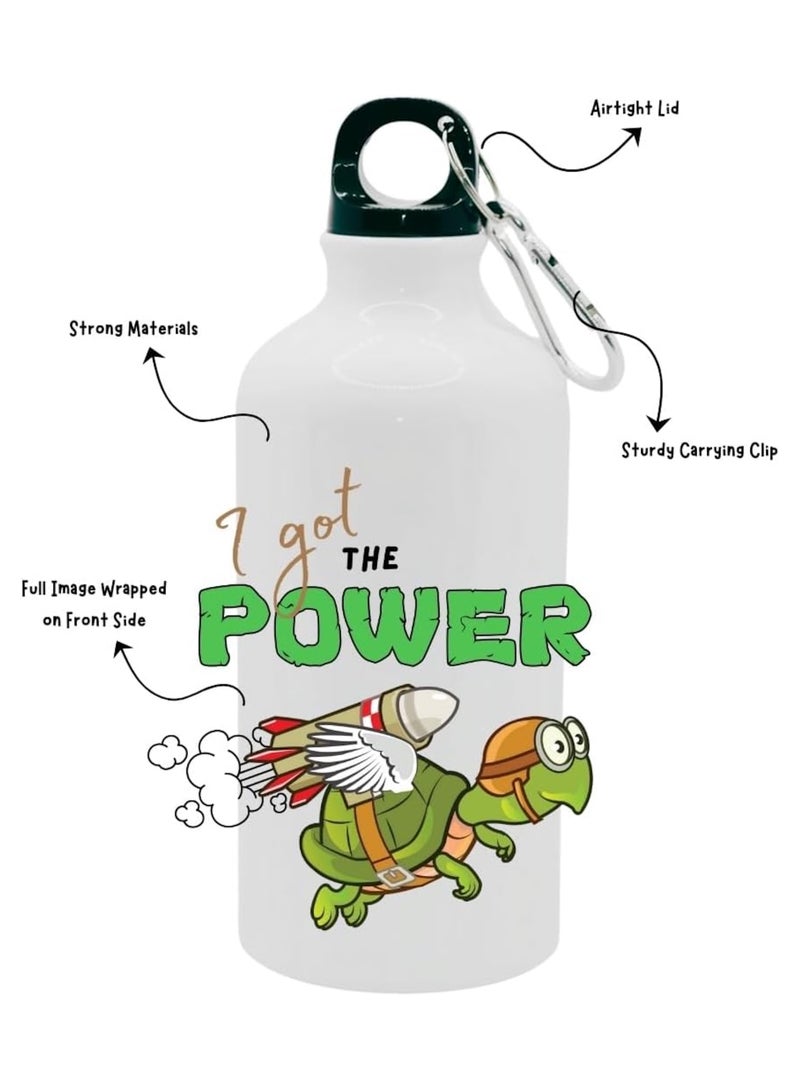 سيستازافاري زجاجة مياه للأطفال، 500 مل، طباعة على الجانب الأمامي من I Got the Power Jetpack Tortoise، للمدرسة، والسفر، والأنشطة، والرياضة، والأولاد، والبنات - Image 2