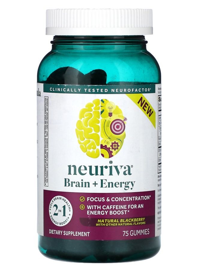 Schiff Neuriva Brain + Energy Natural Blackberry 75 Gummies 