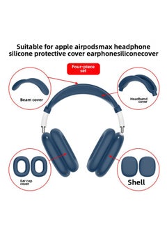 Generic [four-piece Set] Suitable For Apple Airpods Max Head-mounted Bluetooth Headset Silicone Protective Cover Soft-Specifications:Dark Blue Silicone Four-piece Set  - Image 2
