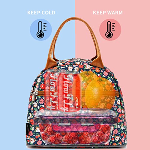 FlowFly Insulated Lunch Cooler Bag - Tote Bag Organizer for Women/Men, Floral#Red - Image 2