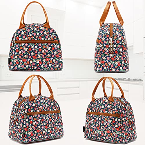 FlowFly Insulated Lunch Cooler Bag - Tote Bag Organizer for Women/Men, Floral#Red - Image 5