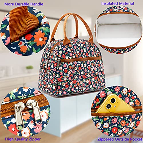 FlowFly Insulated Lunch Cooler Bag - Tote Bag Organizer for Women/Men, Floral#Red - Image 4