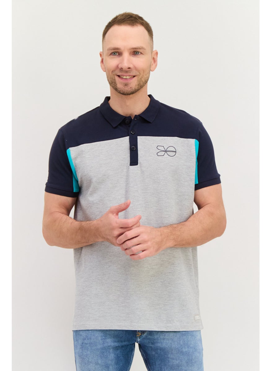 CROSSHATCH Men Regular Fit Brand Logo Short Sleeves Polo Shirt, Grey  - Image 1