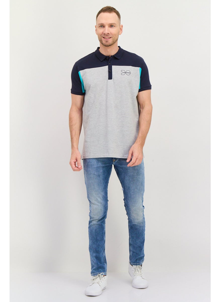 CROSSHATCH Men Regular Fit Brand Logo Short Sleeves Polo Shirt, Grey  - Image 4