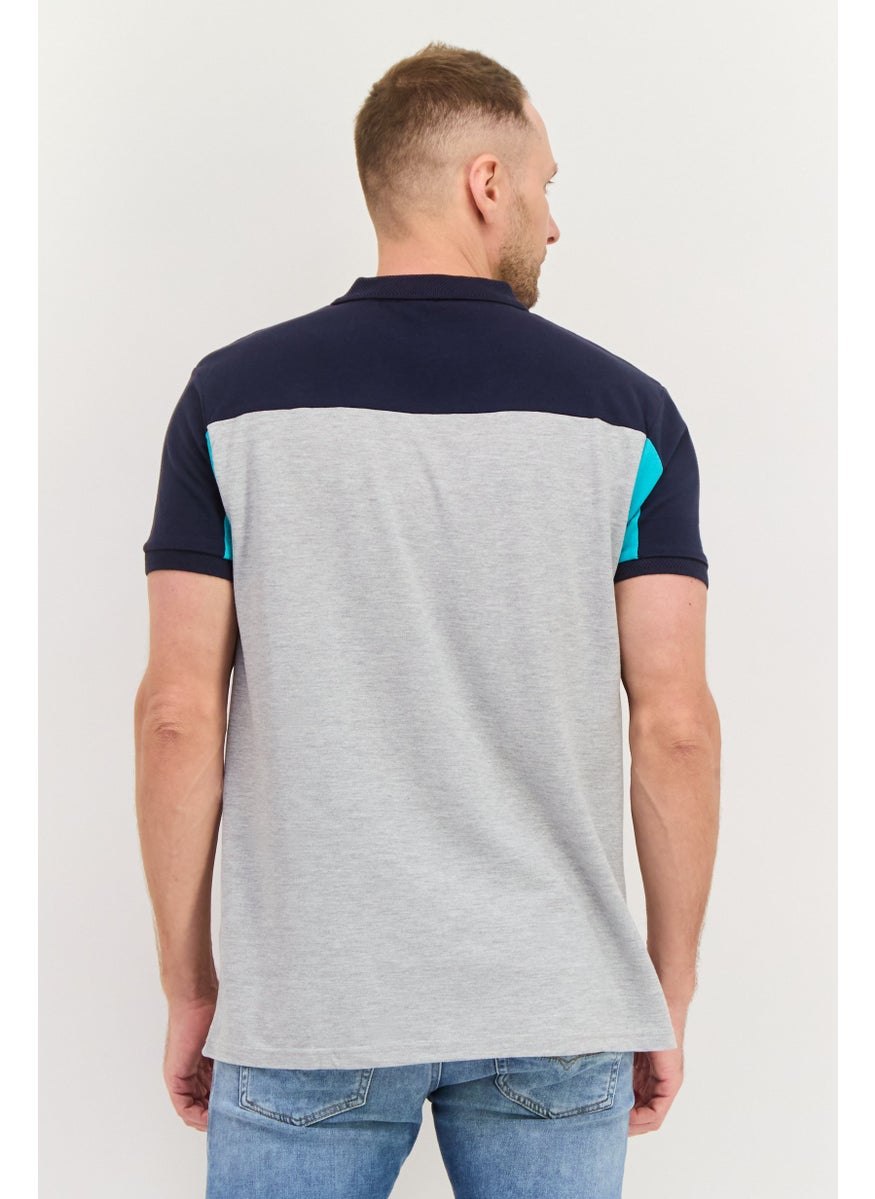 CROSSHATCH Men Regular Fit Brand Logo Short Sleeves Polo Shirt, Grey  - Image 3