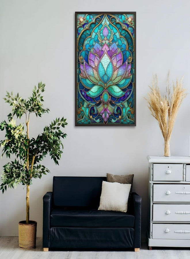 PICKFORU Stained Glass Lotus Flower Puzzle for Adults 1000 Pieces，Vintage Mandala Lotus Floral Jigsaw Puzzle,Beautiful Stained Glass Hard Impossible Puzzle, Aesthetic Puzzles Challenge - Image 5