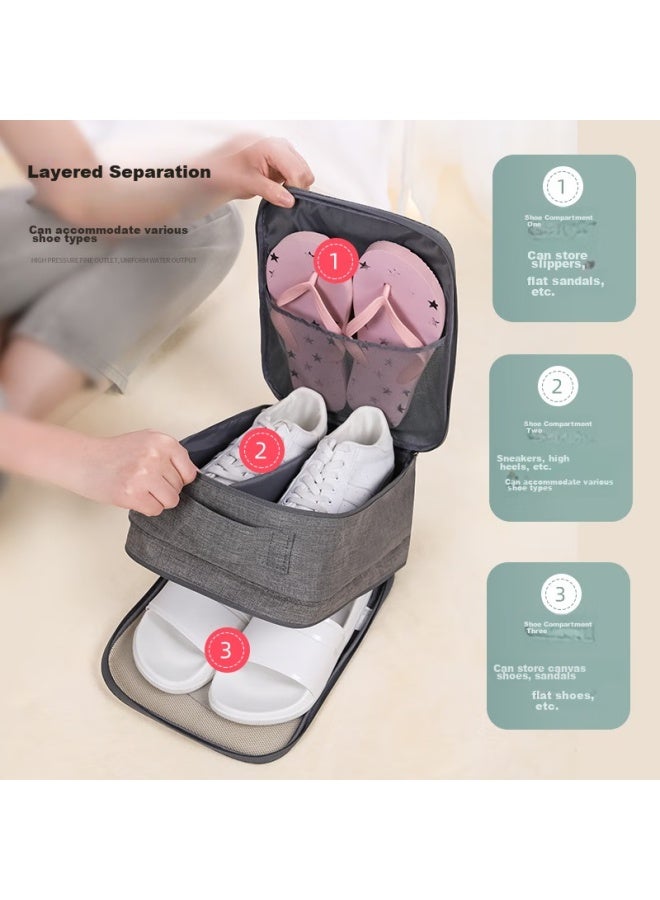ETRAVEL Etravel Travel Shoe Bag, Shoe Storage Pouch, Hanging Box, Portable Handheld Organizer Bag For Business Trips, Sneaker Bag, Gray  - Image 3