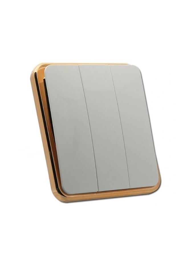 CHT 3 Gang Wall Switch White/Gold - Image 4