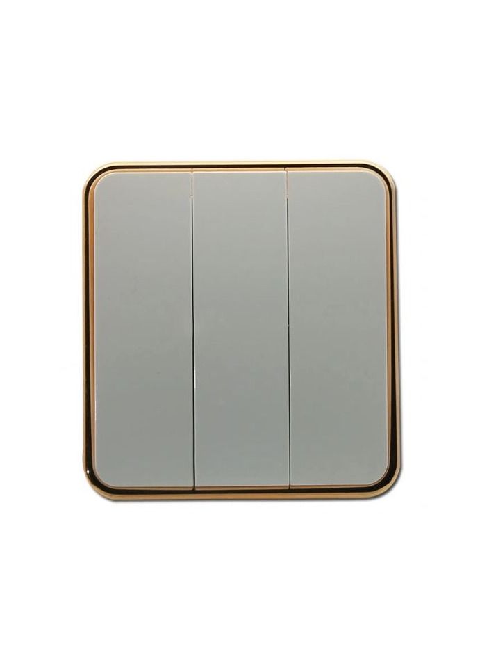 CHT 3 Gang Wall Switch White/Gold - Image 3