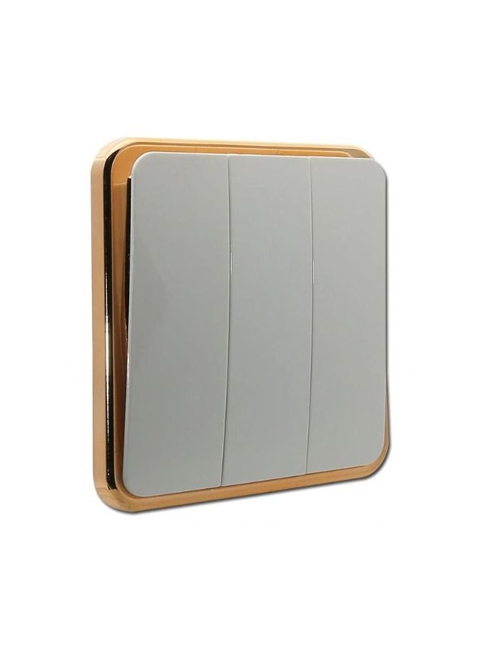 CHT 3 Gang Wall Switch White/Gold - Image 1