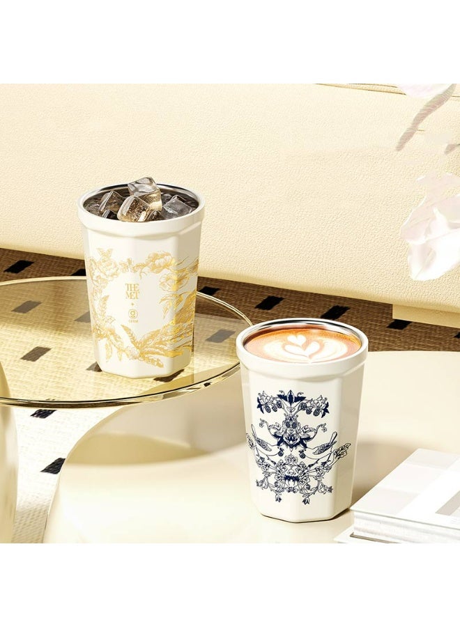GERM Golden Octagon Vacuum Tumbler 390ml | GERM × THE MET Ethereal Garden Stainless Steel Insulated Mug | BPA-Free Leak-Proof Travel Thermos | Elegant Hot & Cold Reusable Cup | Art-Inspired Collector Design - Image 4