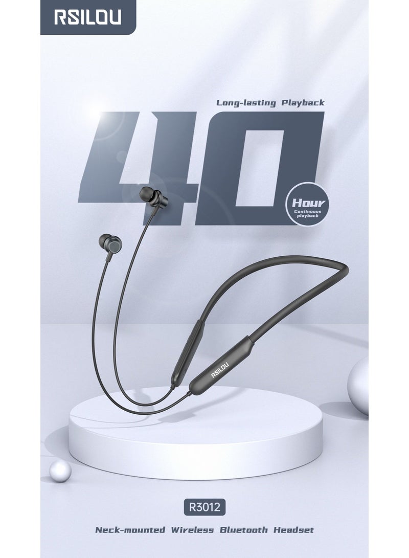 RSILOU-R3012 Neckband Wireless Bluetooth Headset | Long Battery Life | Lightweight & Comfortable In-Ear Headphones with Built-in Mic | Compatible with iPhone, Samsung, Huawei & More - Image 3