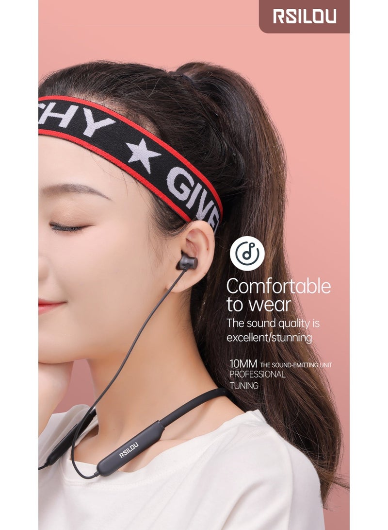 RSILOU-R3012 Neckband Wireless Bluetooth Headset | Long Battery Life | Lightweight & Comfortable In-Ear Headphones with Built-in Mic | Compatible with iPhone, Samsung, Huawei & More - Image 5