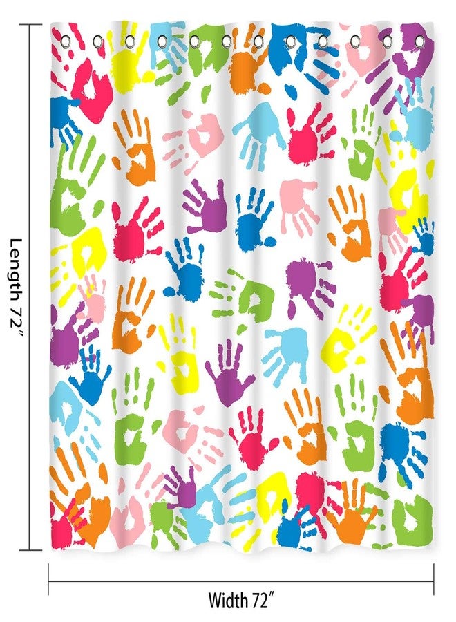 NTETSN Handprint Bathroom Curtain Watercolor Rainbow Color Bathroom Curtain for Kids Bathroom Curtain, Washable Polyester Fabric Shower Curtains, 72 X 72 Inches,LYNT128-72 - Image 2