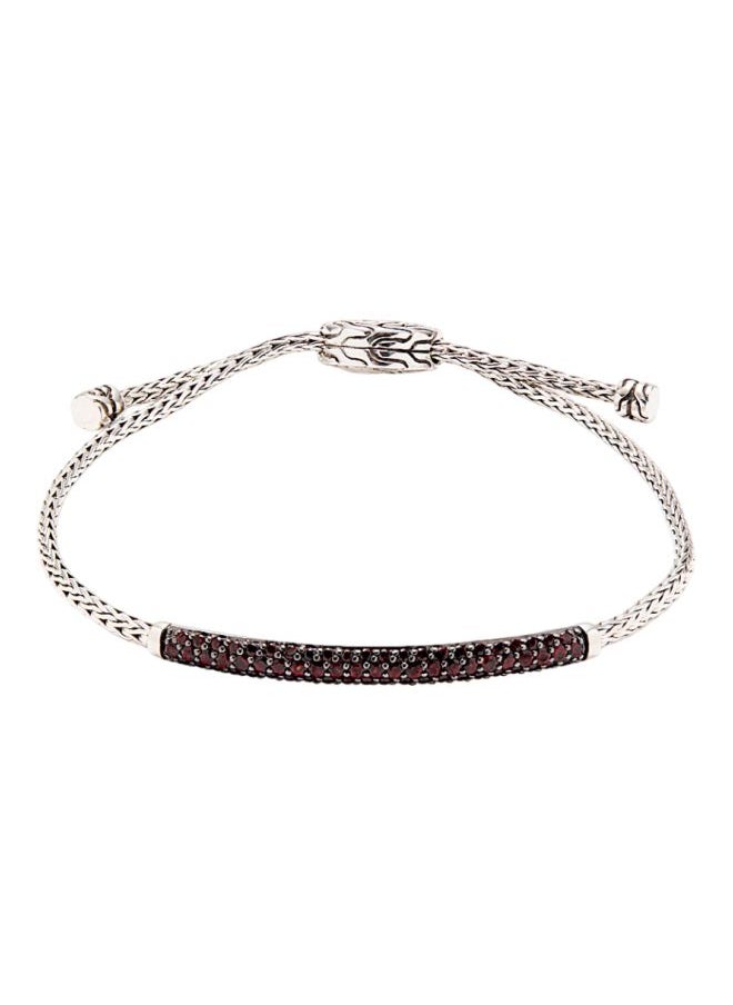 John Hardy - Classic Chain Sterling Silver and Garnet Bar Bolo Bracelet for Women One Size - Image 1