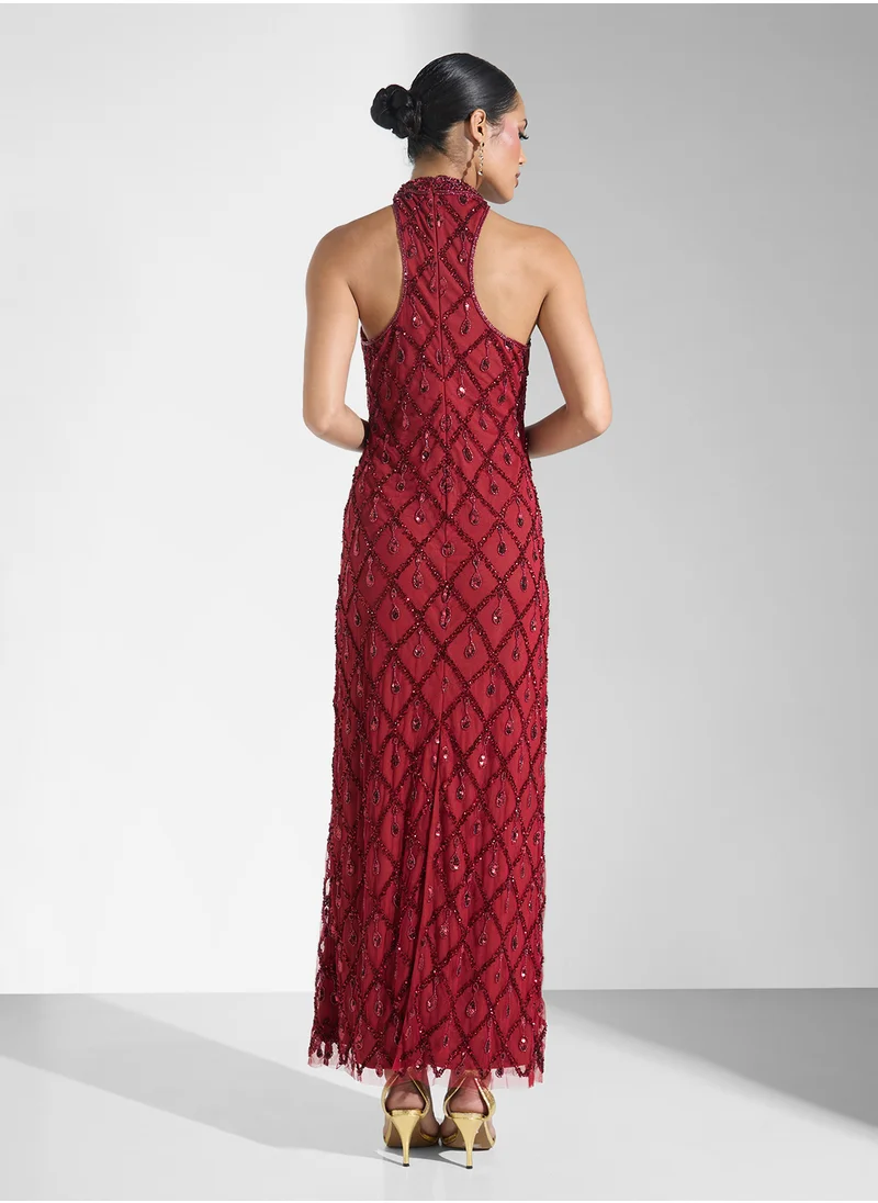 نمشي x Halter Neck Sequinned Dress