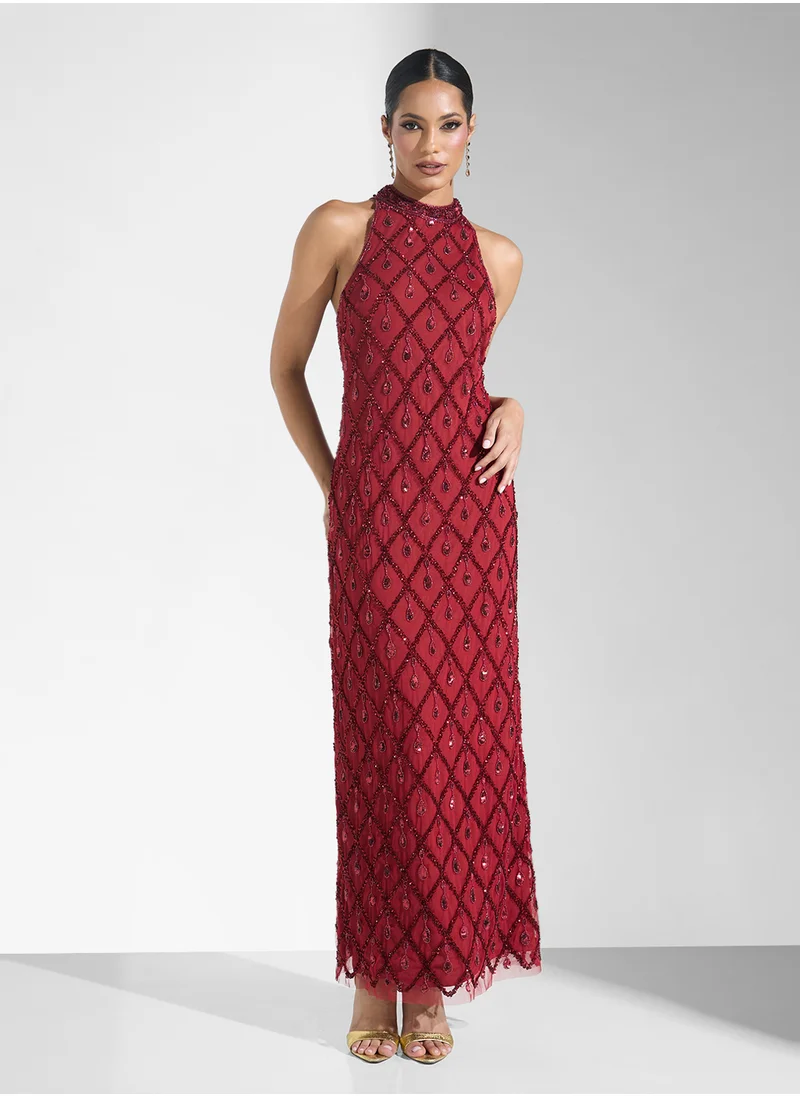 نمشي x Halter Neck Sequinned Dress