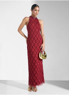 Namshi x Halter Neck Sequinned Dress  - Image 5