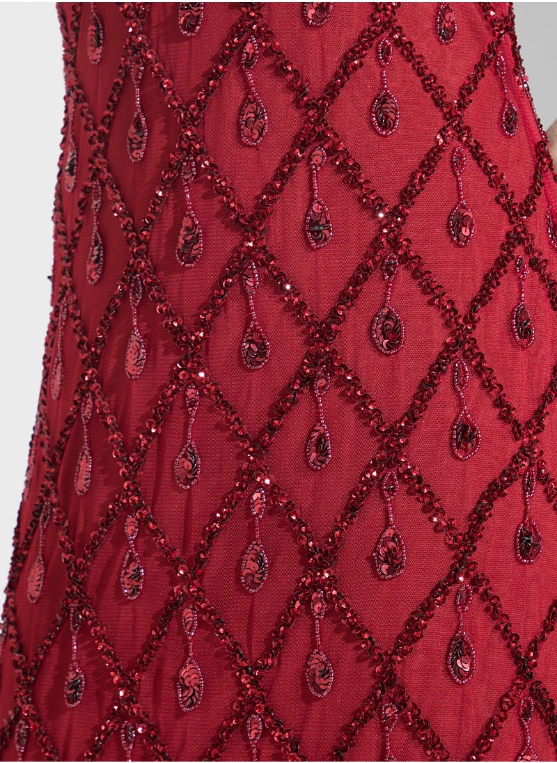 Namshi x Halter Neck Sequinned Dress  - Image 4